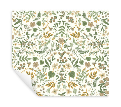 York Wallcoverings Rifle Paper Co P+S 4th Edition Wildwood Linen Peel and Stick Wallpaper Farmhouse Florals Greens  Wallpaper - PSW1625RL