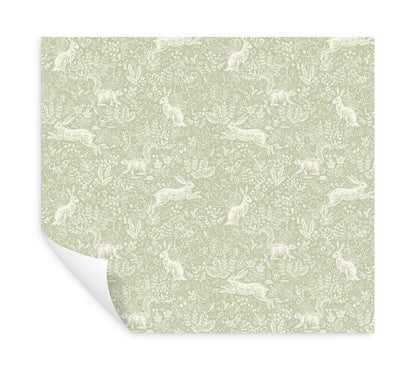 York Wallcoverings Rifle Paper Co P+S 4th Edition Fable Mint Peel and Stick Wallpaper Whimsical Animals and Insects Greens  Wallpaper - PSW1628RL