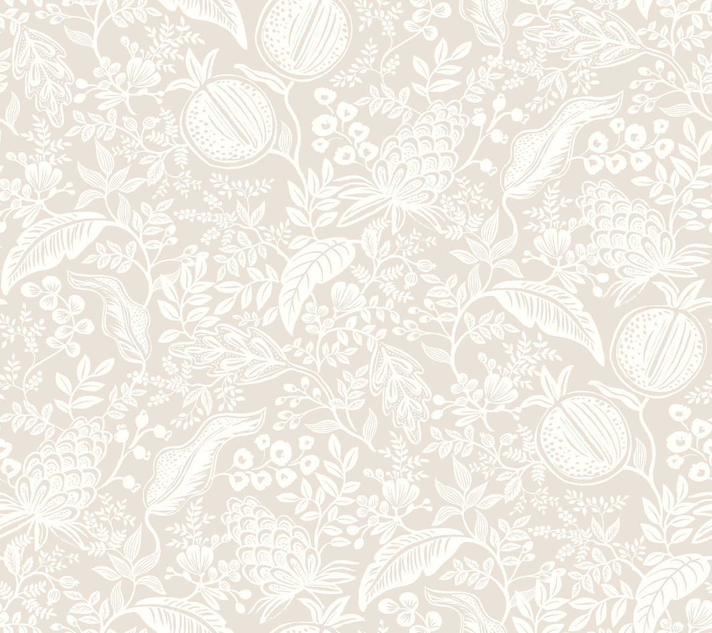 York Wallcoverings Rifle Paper Co P+S 4th Edition Pomegranate Beige and White Peel and Stick Wallpaper Farmhouse Botanical Beiges  Wallpaper - PSW1629RL