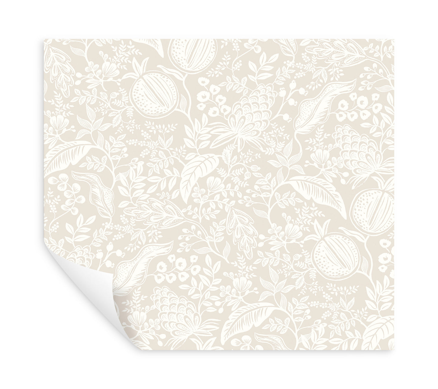 York Wallcoverings Rifle Paper Co P+S 4th Edition Pomegranate Beige and White Peel and Stick Wallpaper Farmhouse Botanical Beiges  Wallpaper - PSW1629RL