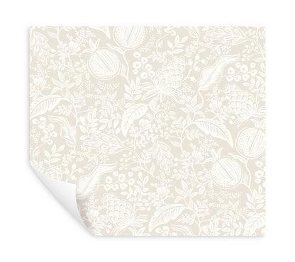 York Wallcoverings Rifle Paper Co P+S 4th Edition Pomegranate Beige and White Peel and Stick Wallpaper Farmhouse Botanical Beiges  Wallpaper - PSW1629RL
