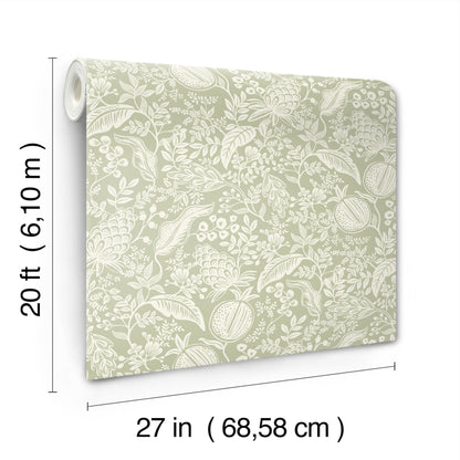 York Wallcoverings Rifle Paper Co P+S 4th Edition Pomegranate Pistachio Peel and Stick Wallpaper Farmhouse Botanical Greens  Wallpaper - PSW1630RL
