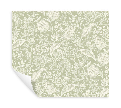 York Wallcoverings Rifle Paper Co P+S 4th Edition Pomegranate Pistachio Peel and Stick Wallpaper Farmhouse Botanical Greens  Wallpaper - PSW1630RL