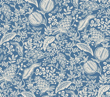 York Wallcoverings Rifle Paper Co P+S 4th Edition Pomegranate Blue and Ivory Peel and Stick Wallpaper Farmhouse Botanical Blues  Wallpaper - PSW1631RL