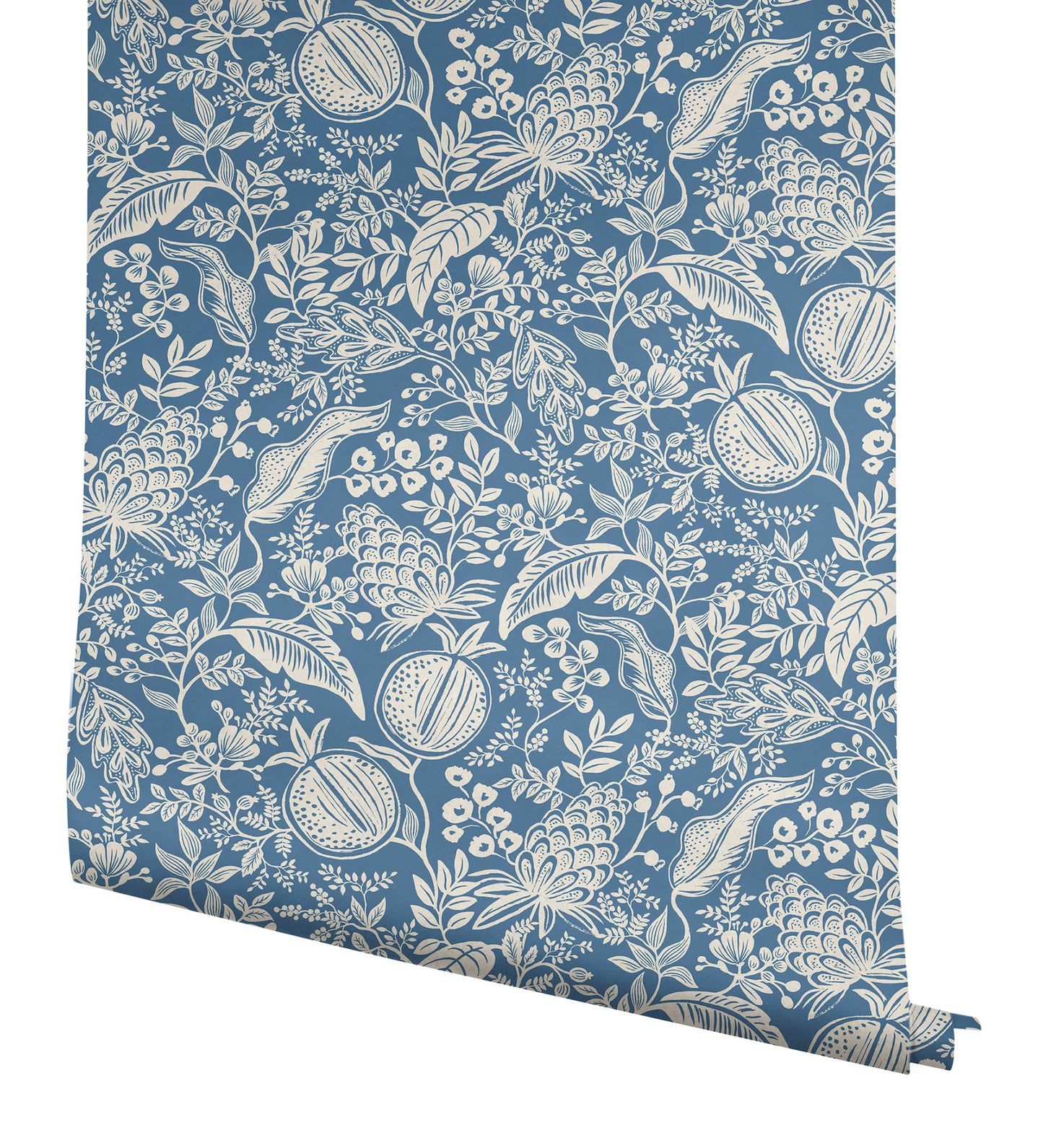 York Wallcoverings Rifle Paper Co P+S 4th Edition Pomegranate Blue and Ivory Peel and Stick Wallpaper Farmhouse Botanical Blues  Wallpaper - PSW1631RL