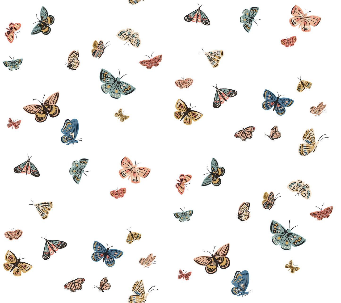 York Wallcoverings Rifle Paper Co P+S 4th Edition Butterfly House White Peel and Stick Wallpaper Whimsical Animals and Insects Whites and Off-Whites  Wallpaper - PSW1632RL