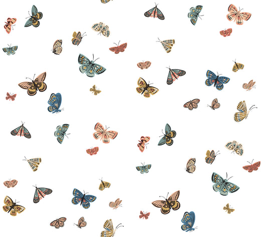 York Wallcoverings Rifle Paper Co P+S 4th Edition Butterfly House White Peel and Stick Wallpaper Whimsical Animals and Insects Whites and Off-Whites  Wallpaper - PSW1632RL