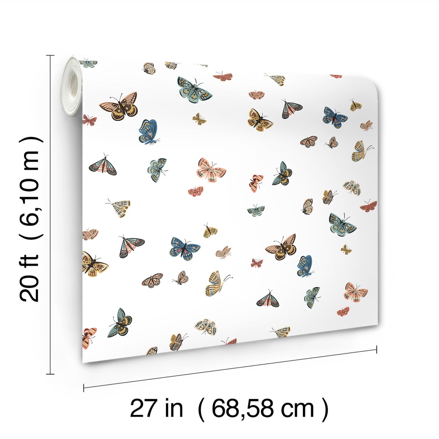 York Wallcoverings Rifle Paper Co P+S 4th Edition Butterfly House White Peel and Stick Wallpaper Whimsical Animals and Insects Whites and Off-Whites  Wallpaper - PSW1632RL