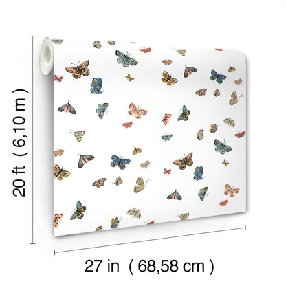 York Wallcoverings Rifle Paper Co P+S 4th Edition Butterfly House White Peel and Stick Wallpaper Whimsical Animals and Insects Whites and Off-Whites  Wallpaper - PSW1632RL