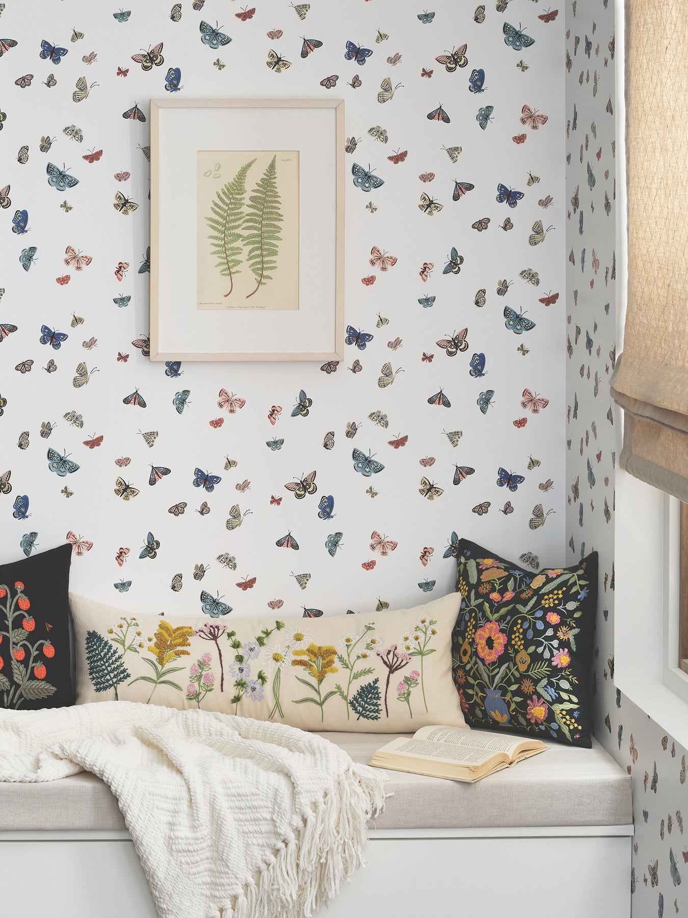 York Wallcoverings Rifle Paper Co P+S 4th Edition Butterfly House White Peel and Stick Wallpaper Whimsical Animals and Insects Whites and Off-Whites  Wallpaper - PSW1632RL