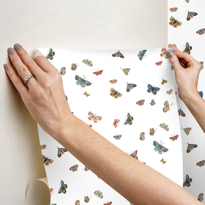 York Wallcoverings Rifle Paper Co P+S 4th Edition Butterfly House White Peel and Stick Wallpaper Whimsical Animals and Insects Whites and Off-Whites  Wallpaper - PSW1632RL