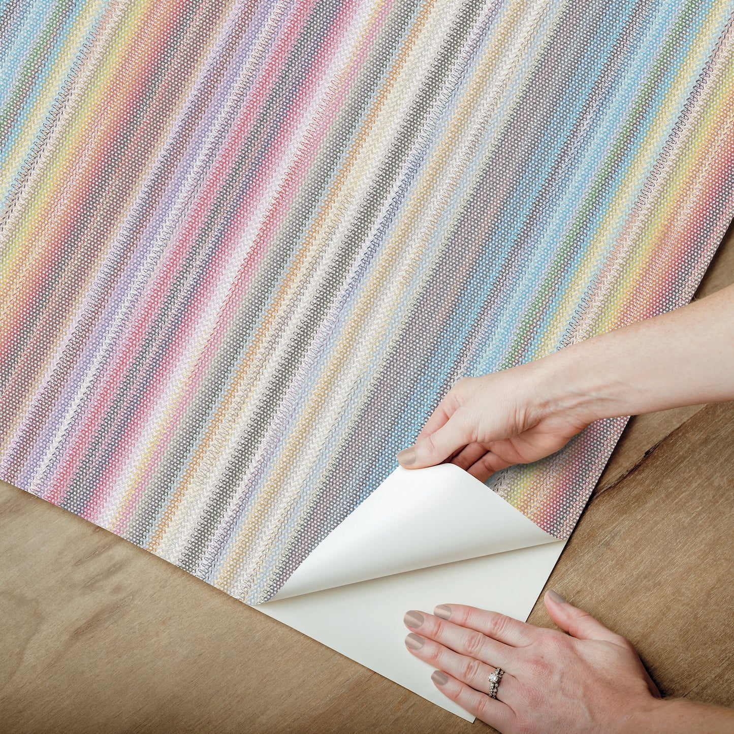 York Wallcoverings Missoni PSWP Striped Sunset Rainbow Peel and Stick Wallpaper Bohemian Stripes Purples  Wallpaper - PSW1633RL