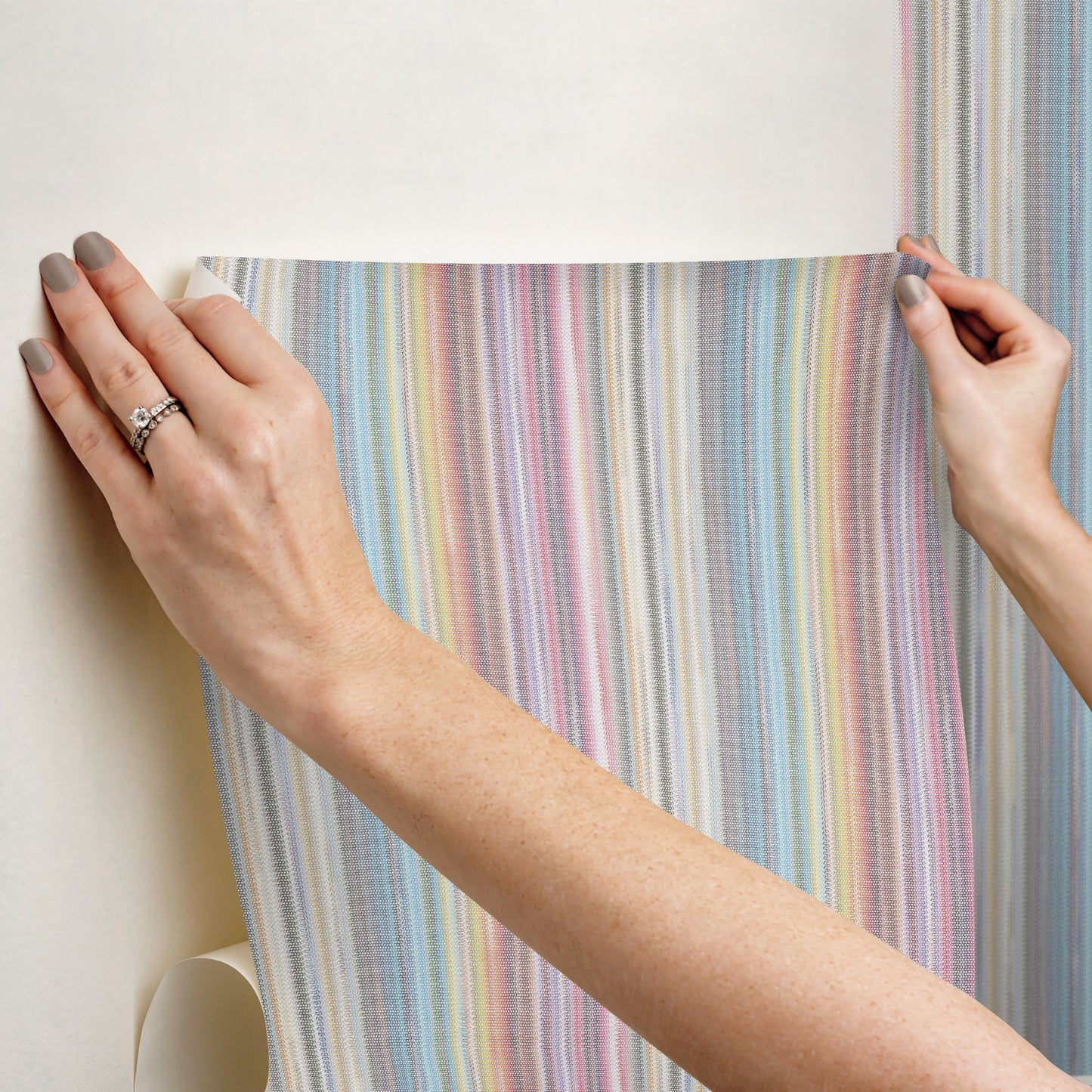 York Wallcoverings Missoni PSWP Striped Sunset Rainbow Peel and Stick Wallpaper Bohemian Stripes Purples  Wallpaper - PSW1633RL