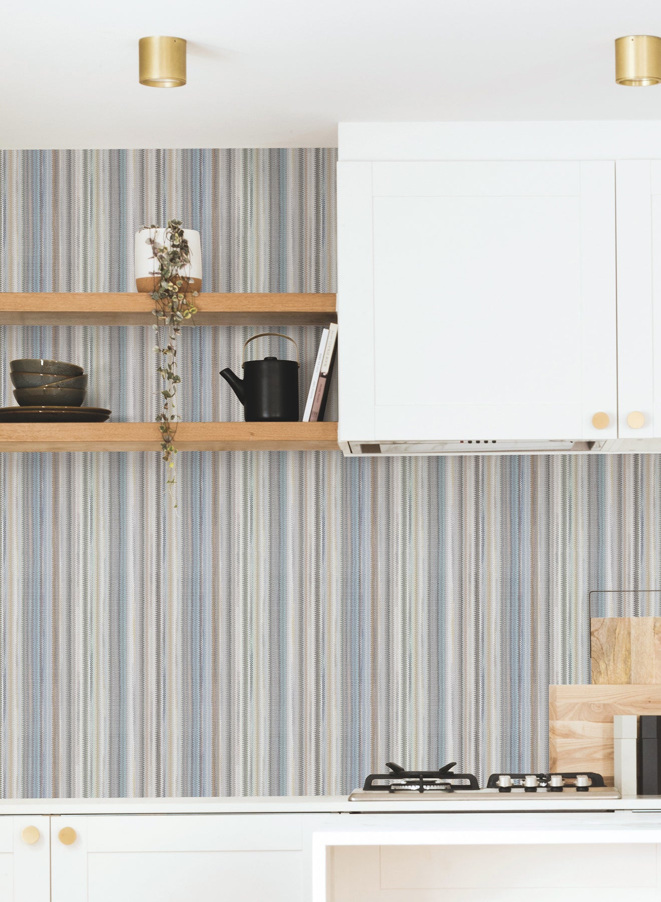 York Wallcoverings Missoni PSWP Striped Sunset Blue Grey Peel and Stick Wallpaper Transitional Stripes Blues  Wallpaper - PSW1634RL