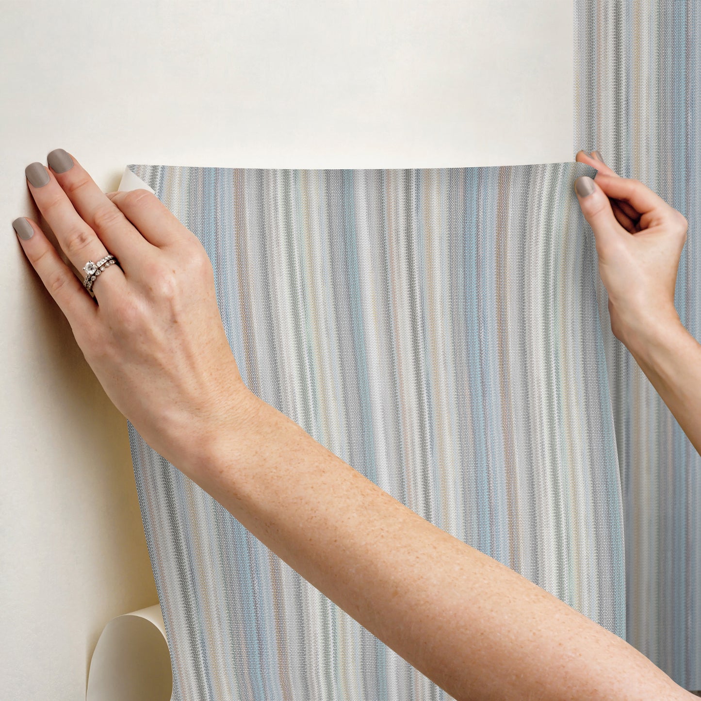 York Wallcoverings Missoni PSWP Striped Sunset Blue Grey Peel and Stick Wallpaper Transitional Stripes Blues  Wallpaper - PSW1634RL