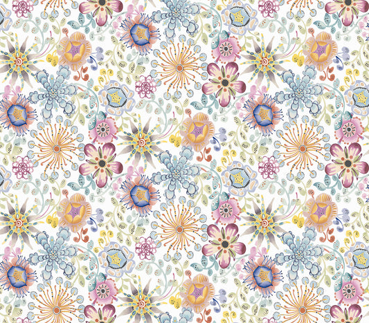 York Wallcoverings Missoni PSWP Magic Garden Multicolor Peel and Stick Wallpaper Modern Florals Whites and Off-Whites  Wallpaper - PSW1636RL