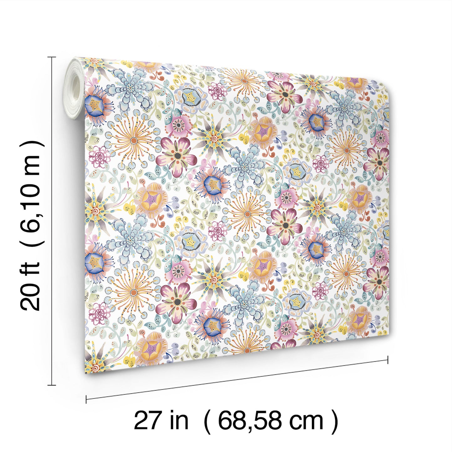 York Wallcoverings Missoni PSWP Magic Garden Multicolor Peel and Stick Wallpaper Modern Florals Whites and Off-Whites  Wallpaper - PSW1636RL