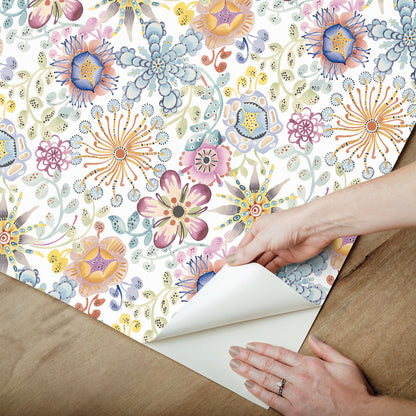 York Wallcoverings Missoni PSWP Magic Garden Multicolor Peel and Stick Wallpaper Modern Florals Whites and Off-Whites  Wallpaper - PSW1636RL