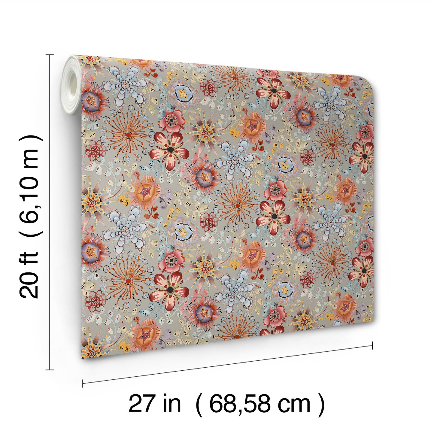 York Wallcoverings Missoni PSWP Magic Garden Multicolor Peel and Stick Wallpaper Modern Florals Greys  Wallpaper - PSW1637RL