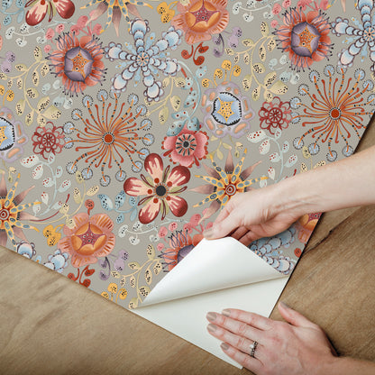 York Wallcoverings Missoni PSWP Magic Garden Multicolor Peel and Stick Wallpaper Modern Florals Greys  Wallpaper - PSW1637RL