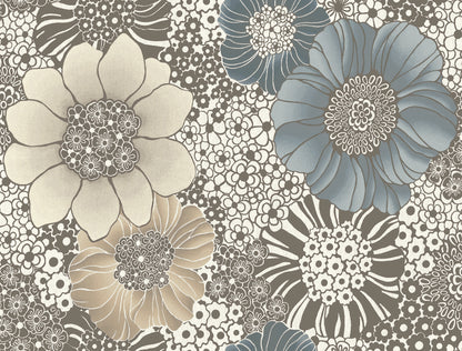 York Wallcoverings Missoni PSWP Anemones Brown Peel and Stick Wallpaper Bohemian Florals Blacks  Wallpaper - PSW1639RL