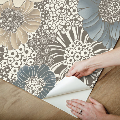 York Wallcoverings Missoni PSWP Anemones Brown Peel and Stick Wallpaper Bohemian Florals Blacks  Wallpaper - PSW1639RL