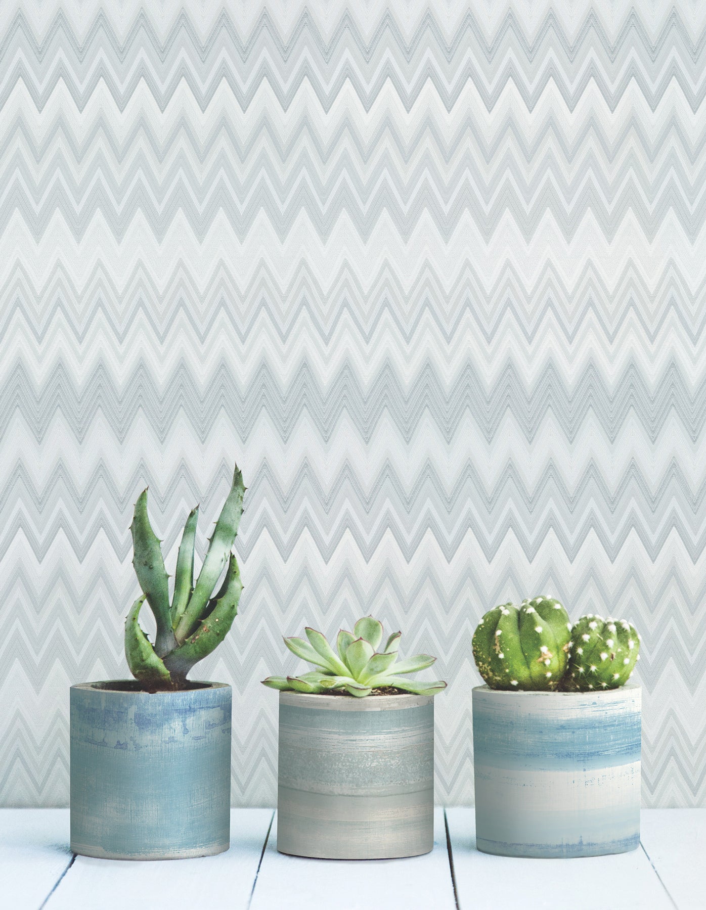 York Wallcoverings Missoni PSWP Zig Zag White Peel and Stick Wallpaper Transitional Chevron Blues  Wallpaper - PSW1640RL