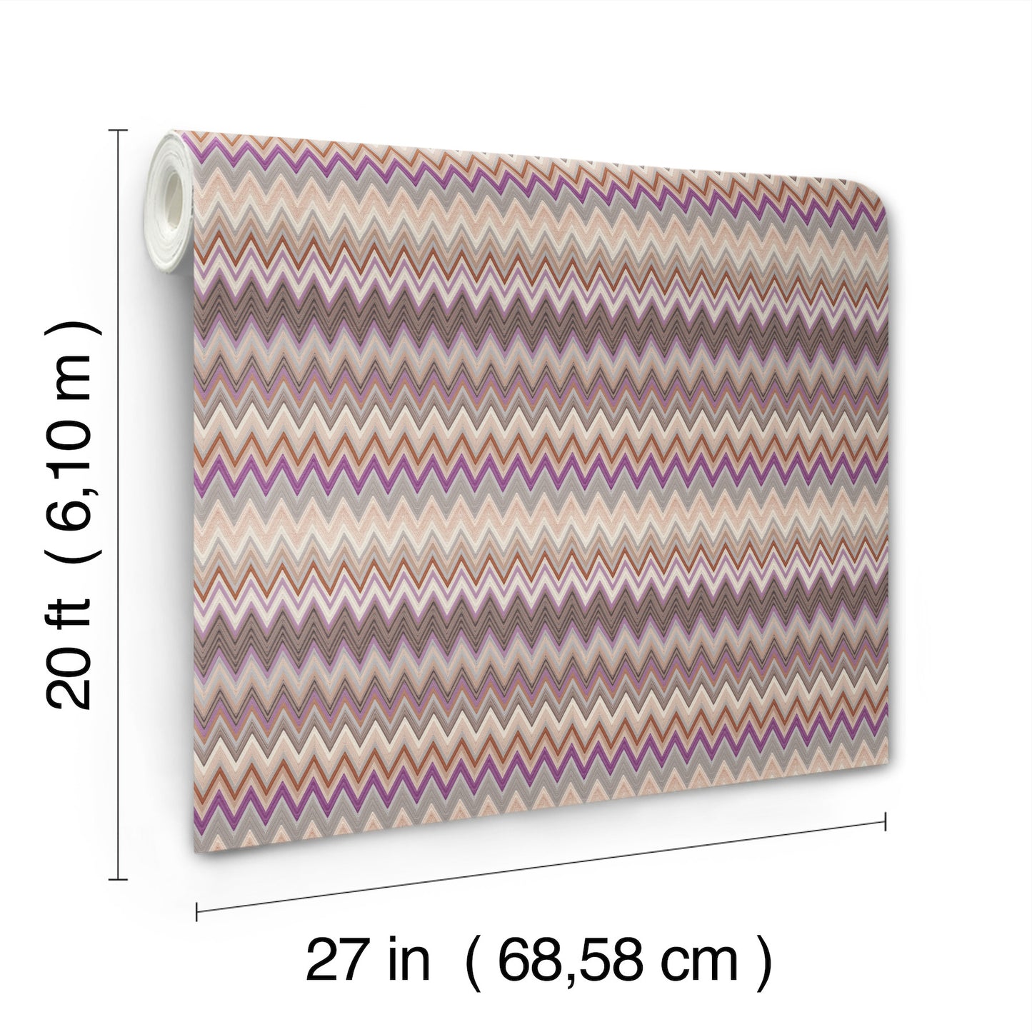 York Wallcoverings Missoni PSWP Zig Zag Purple Peel and Stick Wallpaper Transitional Chevron Purples  Wallpaper - PSW1641RL