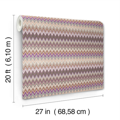 York Wallcoverings Missoni PSWP Zig Zag Purple Peel and Stick Wallpaper Transitional Chevron Purples  Wallpaper - PSW1641RL