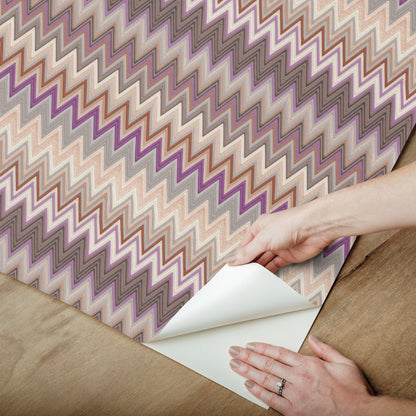 York Wallcoverings Missoni PSWP Zig Zag Purple Peel and Stick Wallpaper Transitional Chevron Purples  Wallpaper - PSW1641RL