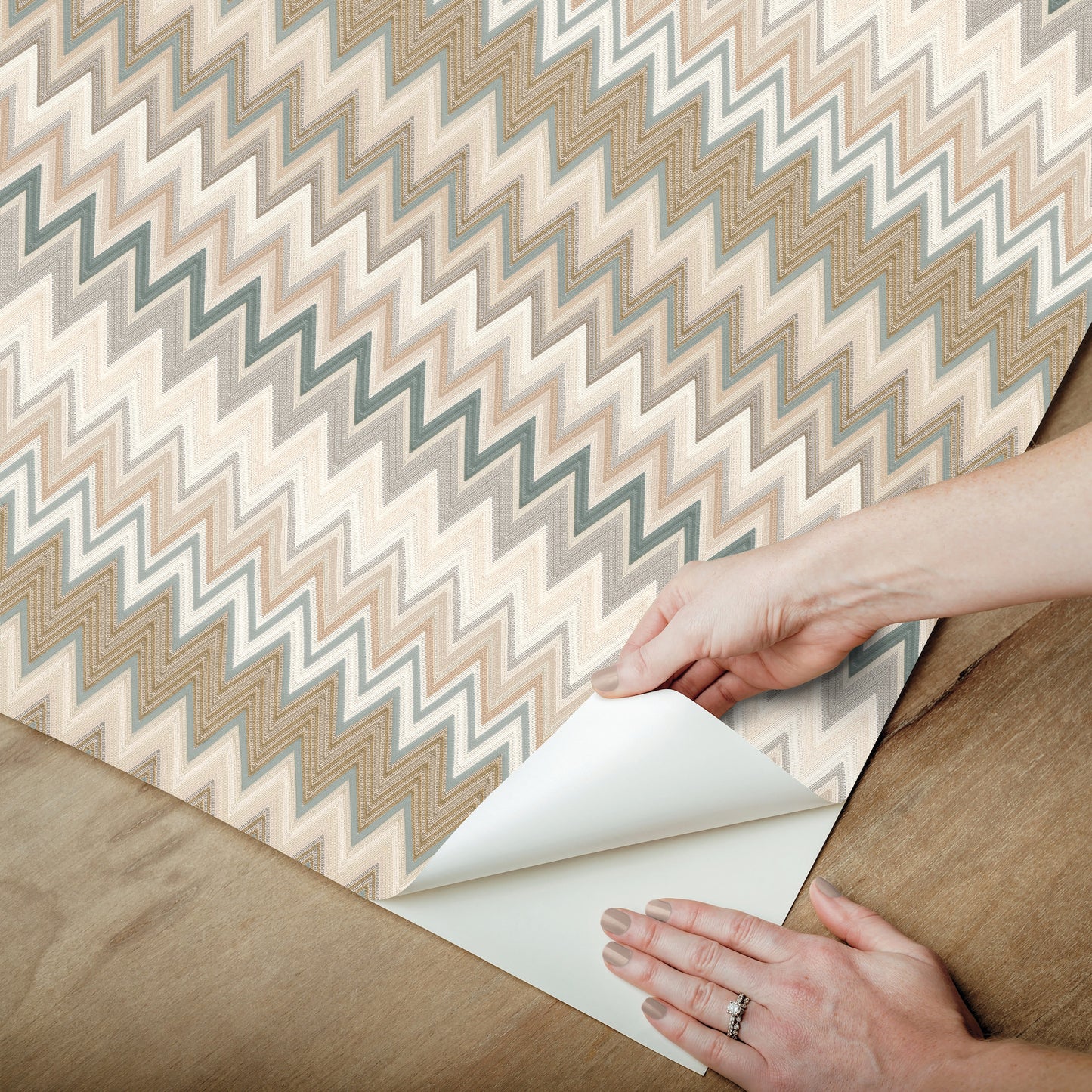 York Wallcoverings Missoni PSWP Zig Zag Green Peel and Stick Wallpaper Transitional Chevron Greens  Wallpaper - PSW1642RL