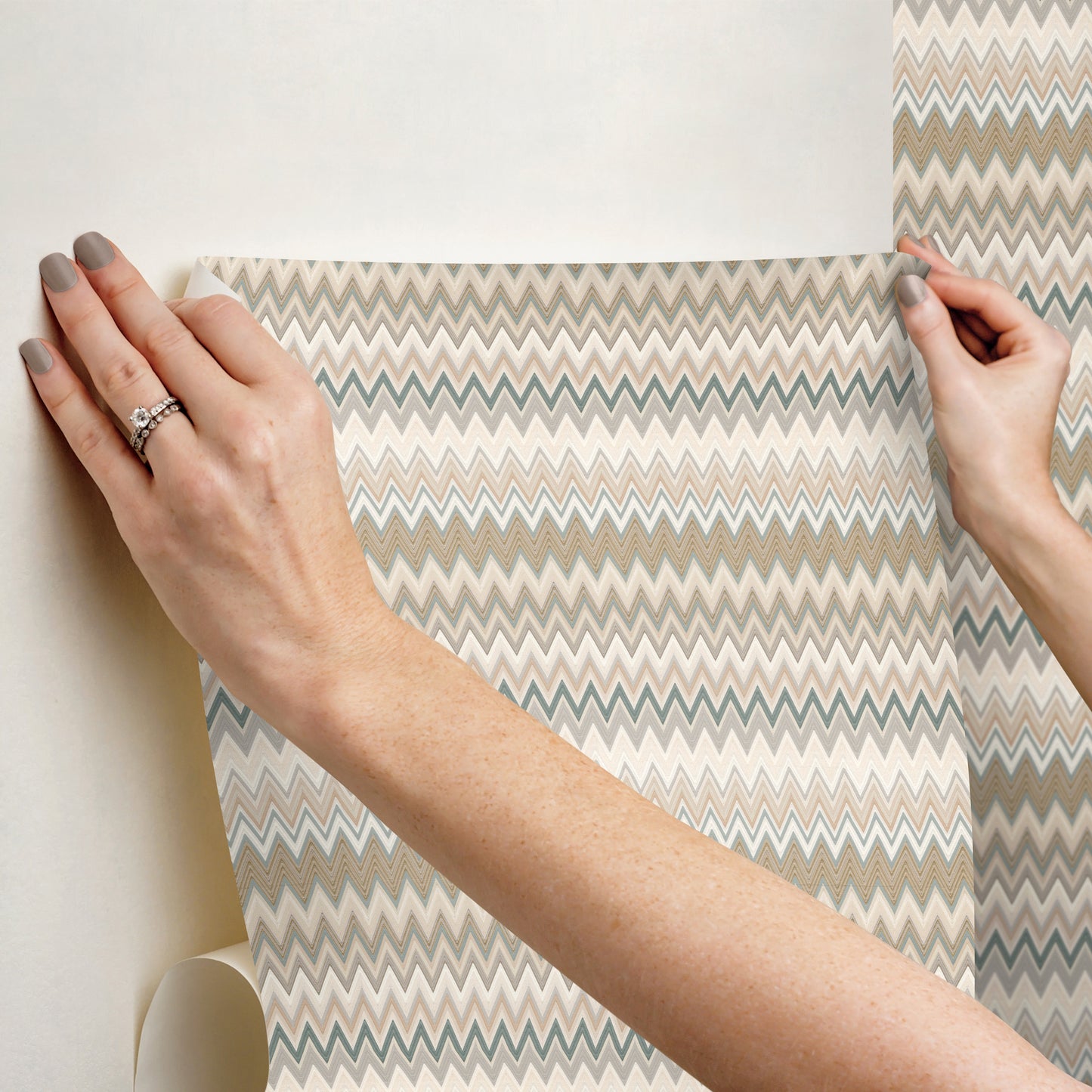 York Wallcoverings Missoni PSWP Zig Zag Green Peel and Stick Wallpaper Transitional Chevron Greens  Wallpaper - PSW1642RL