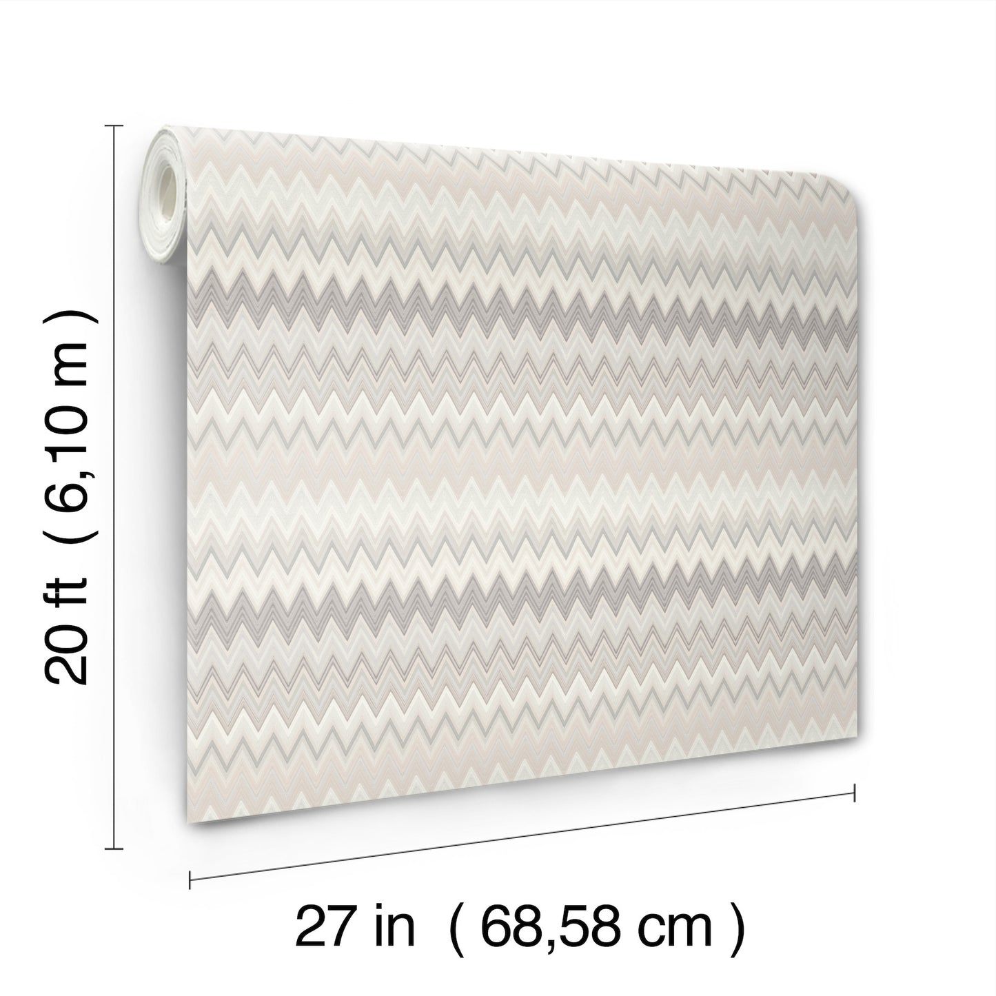 York Wallcoverings Missoni PSWP Zig Zag Beige Peel and Stick Wallpaper Transitional Chevron Whites and Off-Whites  Wallpaper - PSW1643RL