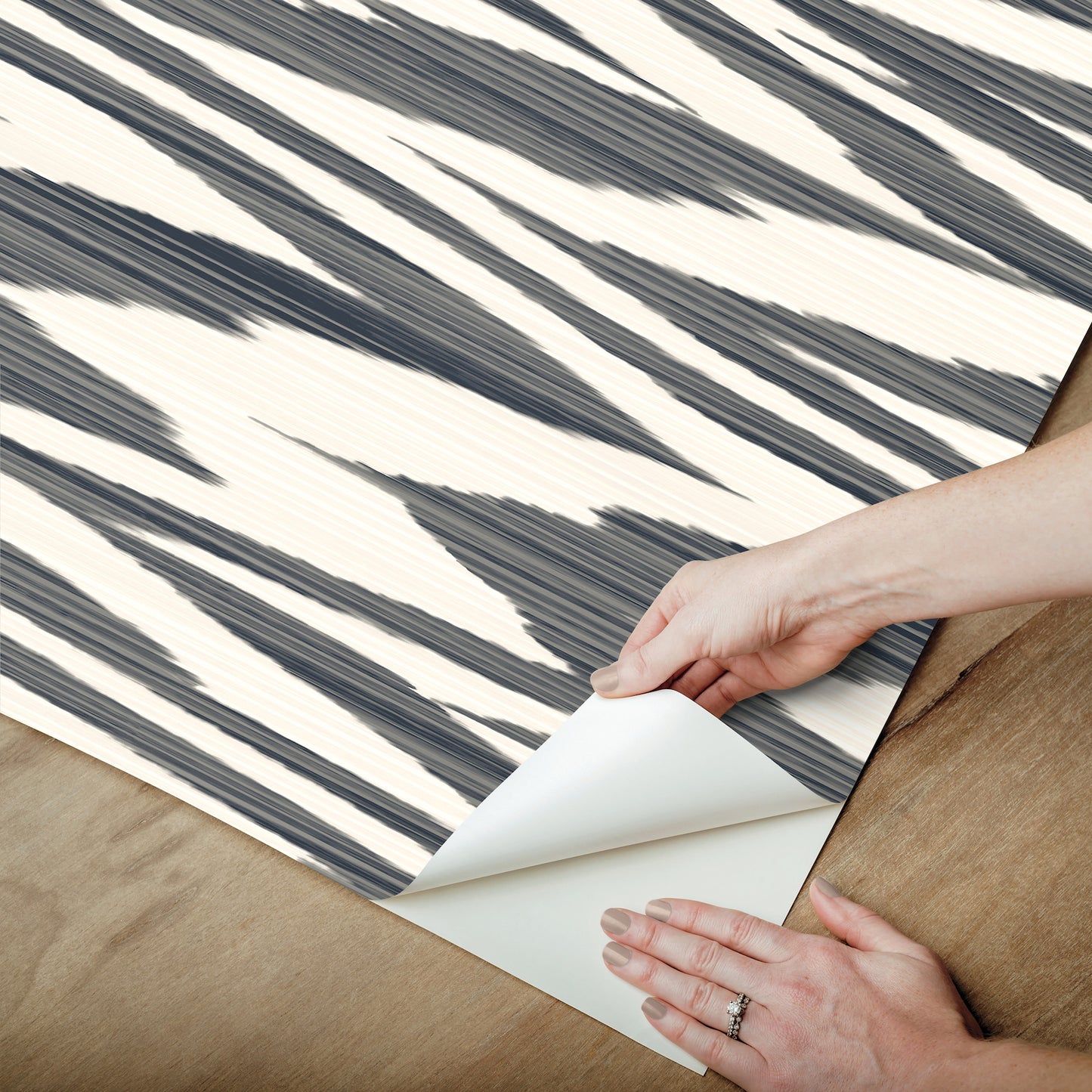 York Wallcoverings Missoni PSWP Flamed Zig Zag Black Peel and Stick Wallpaper Modern Stripes Blacks  Wallpaper - PSW1645RL