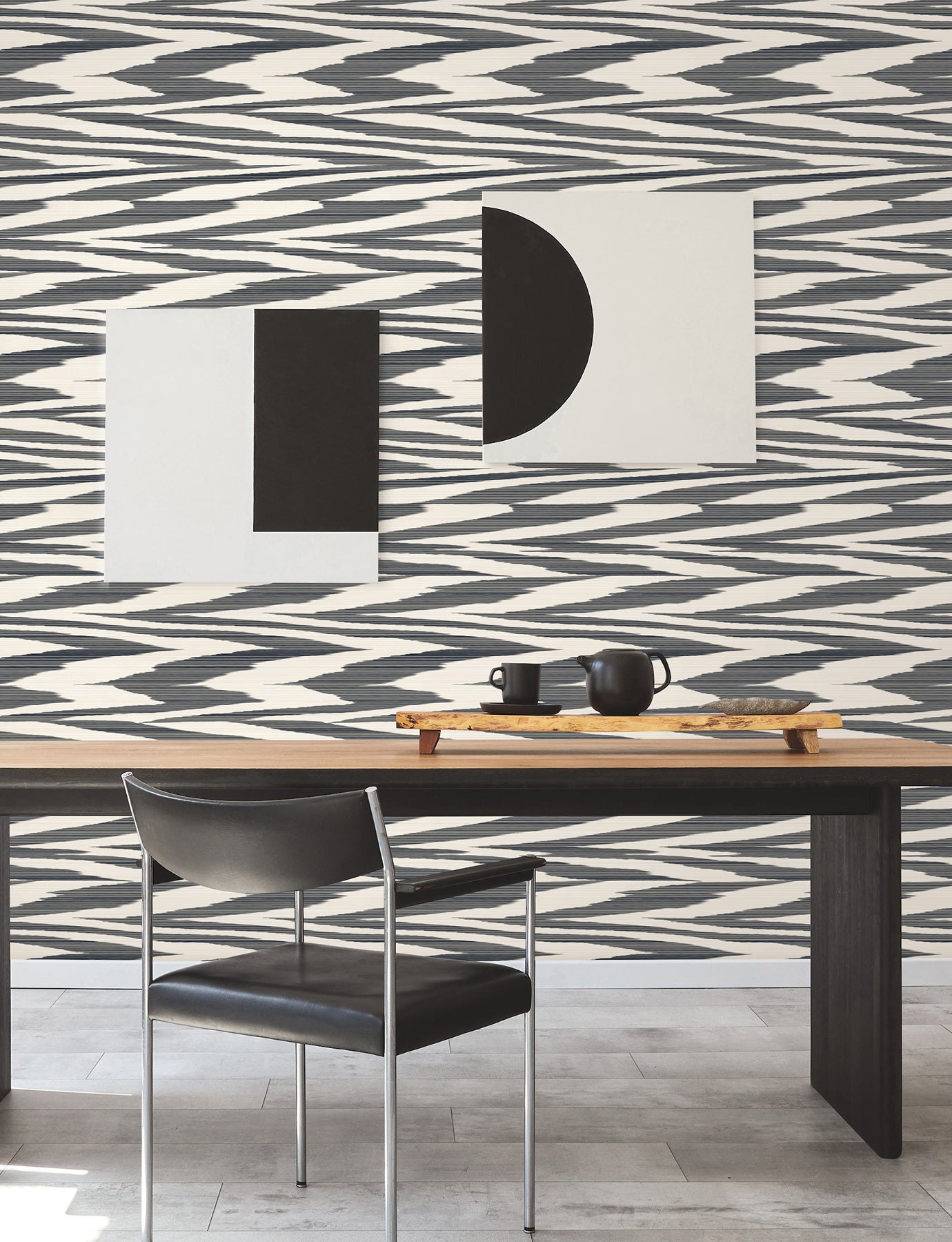York Wallcoverings Missoni PSWP Flamed Zig Zag Black Peel and Stick Wallpaper Modern Stripes Blacks  Wallpaper - PSW1645RL
