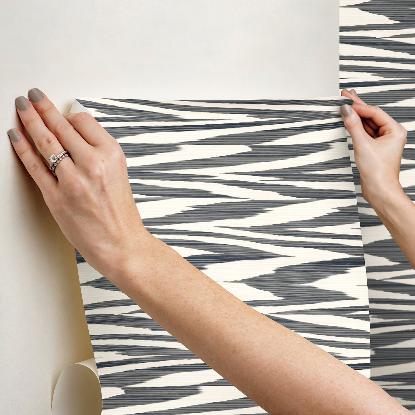 York Wallcoverings Missoni PSWP Flamed Zig Zag Black Peel and Stick Wallpaper Modern Stripes Blacks  Wallpaper - PSW1645RL