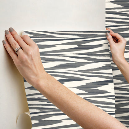 York Wallcoverings Missoni PSWP Flamed Zig Zag Black Peel and Stick Wallpaper Modern Stripes Blacks  Wallpaper - PSW1645RL