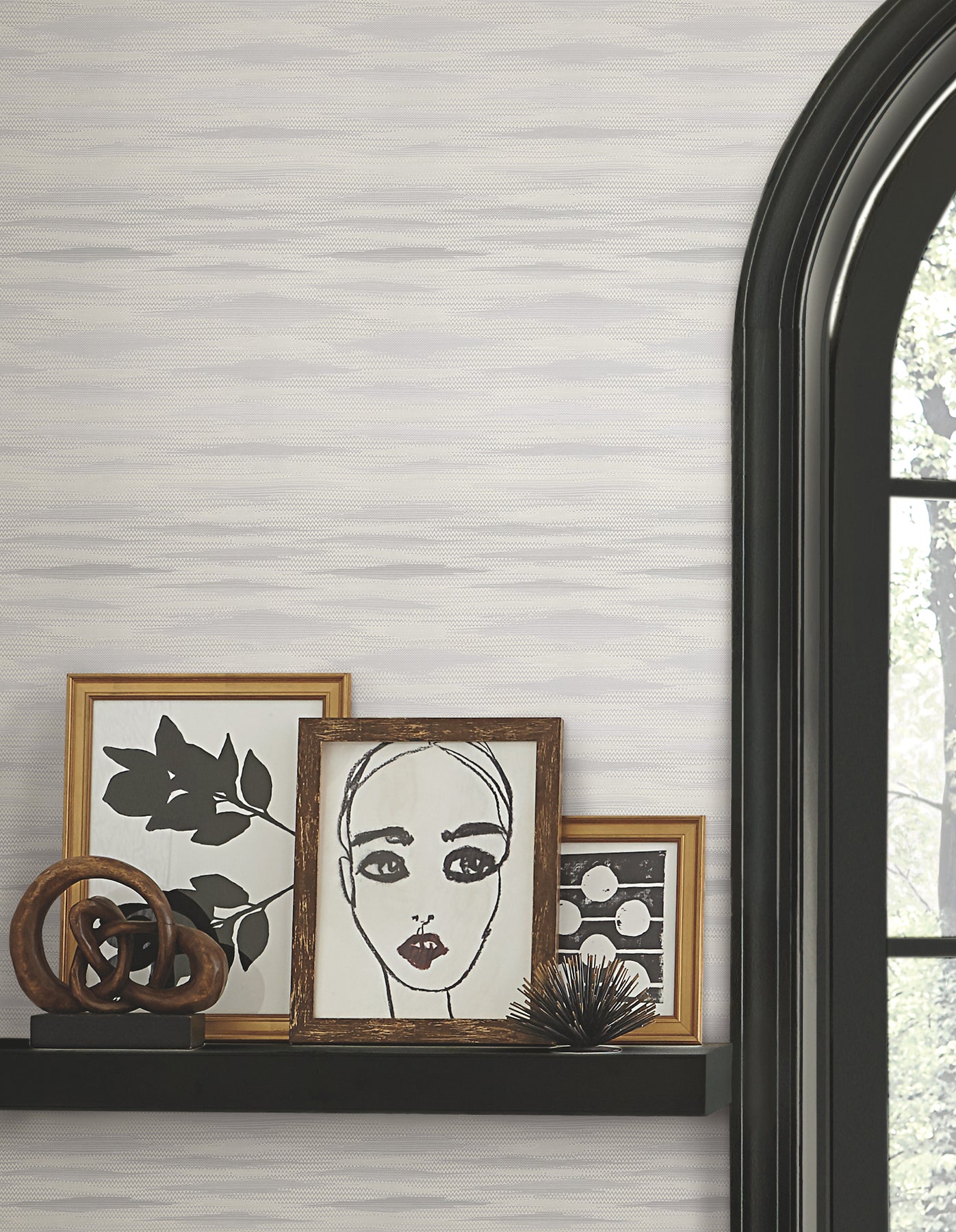 York Wallcoverings RoomMates Fireworks Warm Grey Peel and Stick Wallpaper Transitional Stripes Whites and Off-Whites  Wallpaper - PSW1647RL