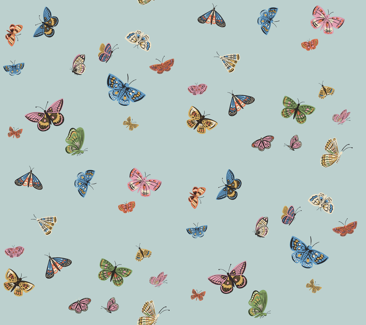 York Wallcoverings Nikki Chu Premium Peel + Stick Butterfly House Light Blue Peel and Stick Wallpaper Whimsical Animals and Insects Blues  Wallpaper - PSW1650RL