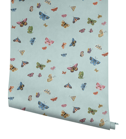 York Wallcoverings Nikki Chu Premium Peel + Stick Butterfly House Light Blue Peel and Stick Wallpaper Whimsical Animals and Insects Blues  Wallpaper - PSW1650RL