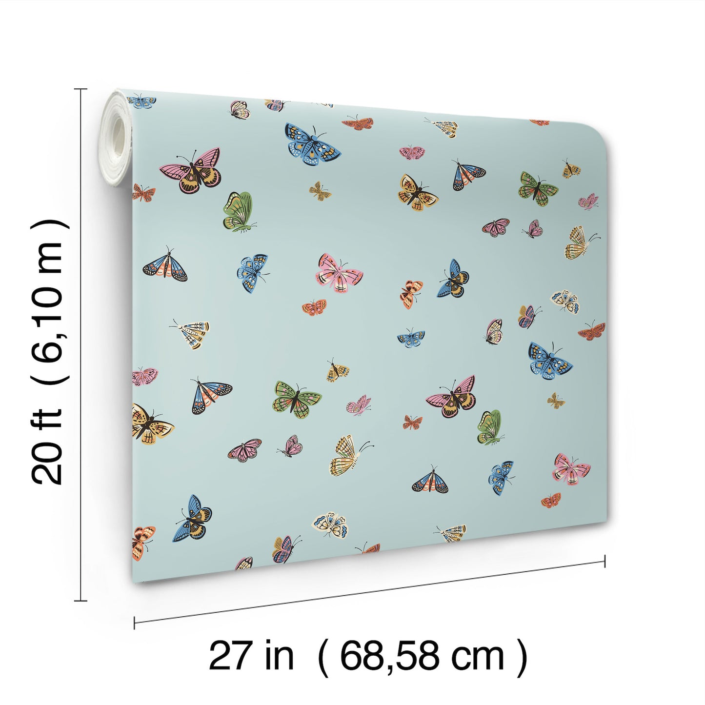 York Wallcoverings Nikki Chu Premium Peel + Stick Butterfly House Light Blue Peel and Stick Wallpaper Whimsical Animals and Insects Blues  Wallpaper - PSW1650RL