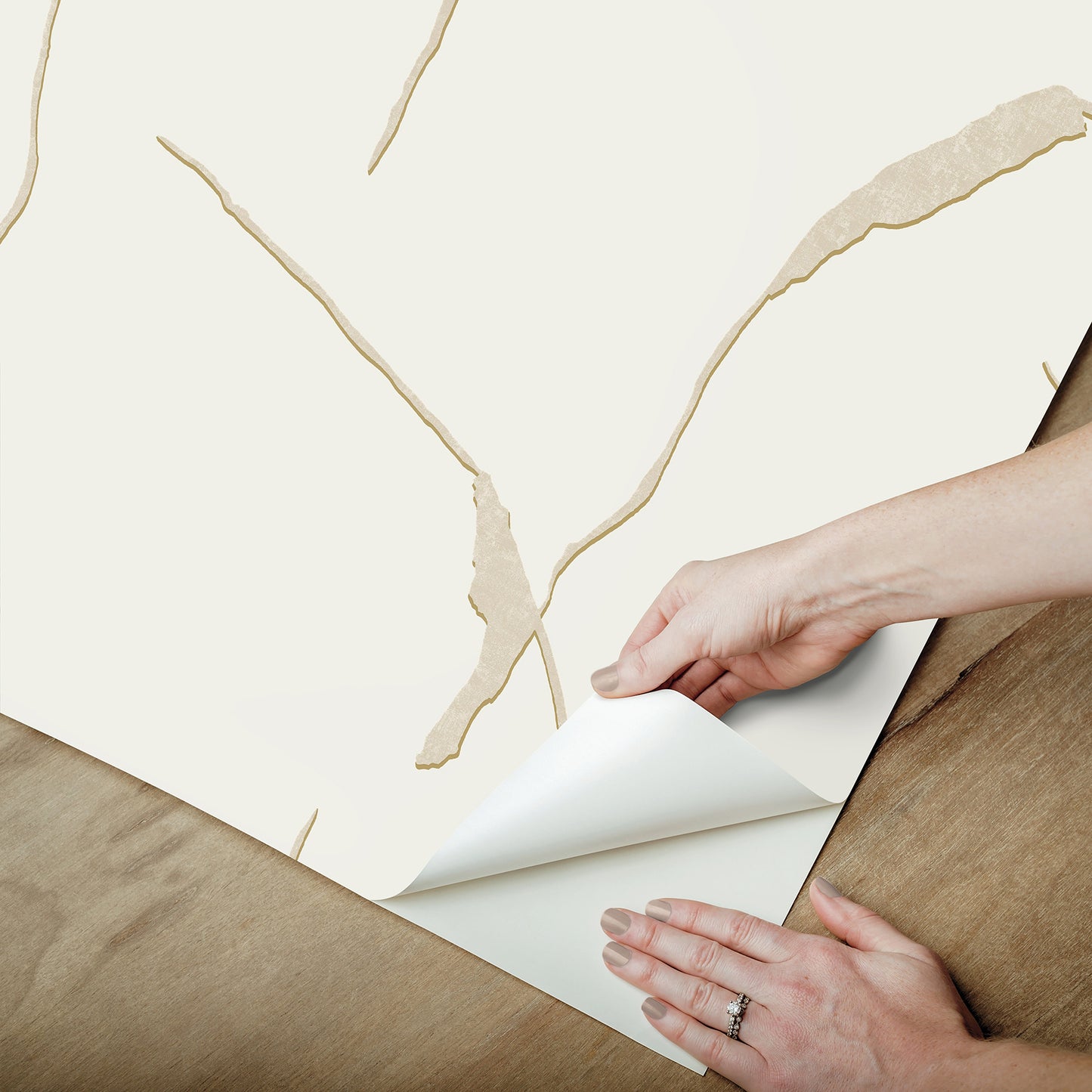 York Wallcoverings Nikki Chu Premium Peel + Stick Ivory Coast Caramel and Gold Premium Peel + Stick Wallpaper Modern Geometrics Yellows  Wallpaper - PSW1651RL