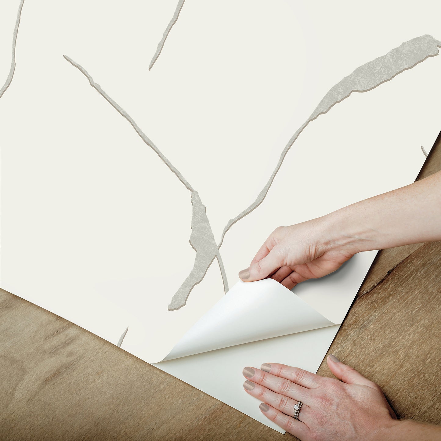 York Wallcoverings Nikki Chu Premium Peel + Stick Ivory Coast Stone and Glint Premium Peel + Stick Wallpaper Modern Geometrics Greys  Wallpaper - PSW1654RL