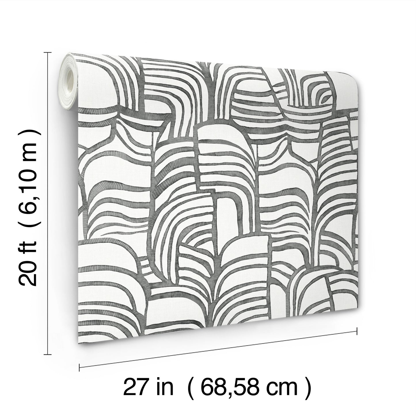 York Wallcoverings Nikki Chu Premium Peel + Stick Featherwork Black and White Premium Peel + Stick Wallpaper Modern Bohemian Blacks  Wallpaper - PSW1656RL