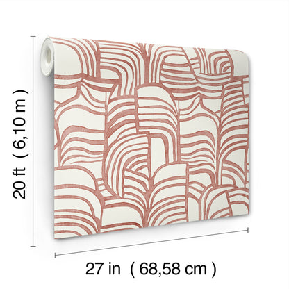 York Wallcoverings Nikki Chu Premium Peel + Stick Featherwork Red Premium Peel + Stick Wallpaper Modern Bohemian Reds  Wallpaper - PSW1657RL