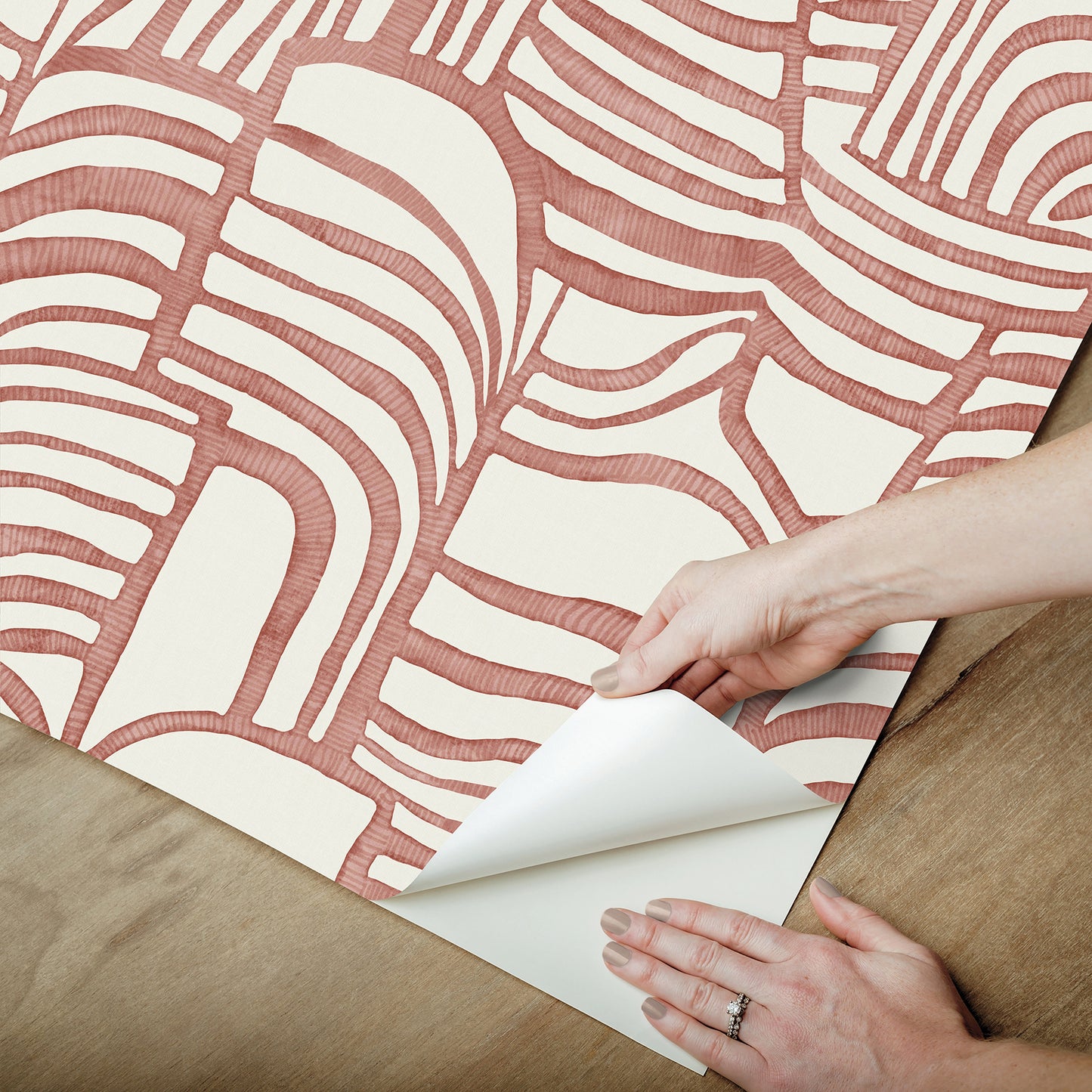 York Wallcoverings Nikki Chu Premium Peel + Stick Featherwork Red Premium Peel + Stick Wallpaper Modern Bohemian Reds  Wallpaper - PSW1657RL