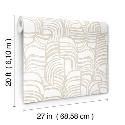 York Wallcoverings Nikki Chu Premium Peel + Stick Featherwork Linen Premium Peel + Stick Wallpaper Modern Bohemian Beiges  Wallpaper - PSW1658RL