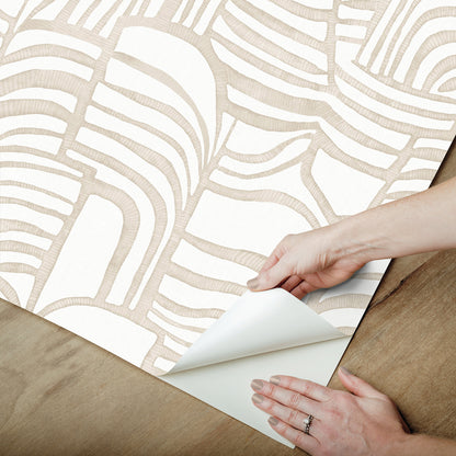York Wallcoverings Nikki Chu Premium Peel + Stick Featherwork Linen Premium Peel + Stick Wallpaper Modern Bohemian Beiges  Wallpaper - PSW1658RL