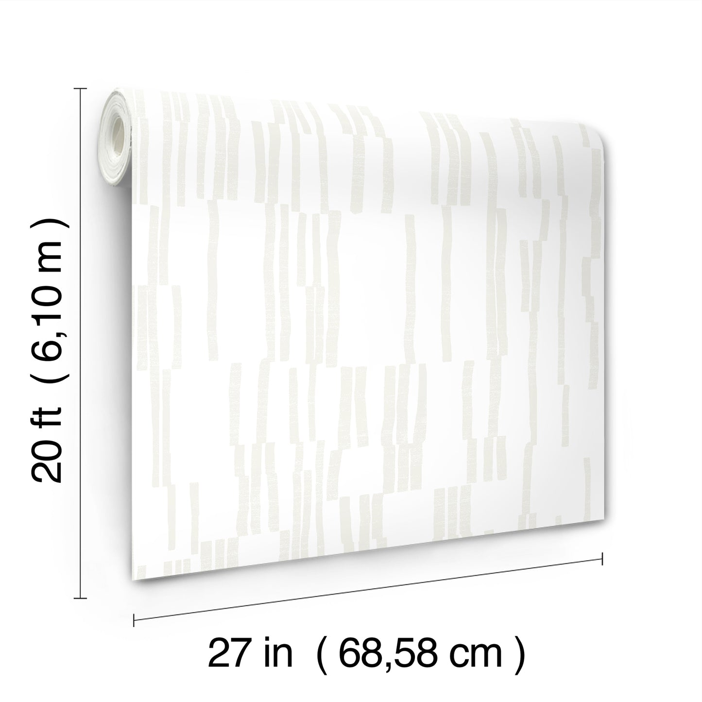 York Wallcoverings Nikki Chu Premium Peel + Stick Koso Pearl and White Premium Peel + Stick Wallpaper Modern Stripes Whites and Off-Whites  Wallpaper - PSW1660RL