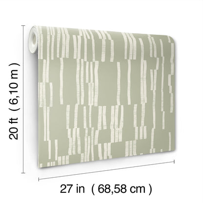 York Wallcoverings Nikki Chu Premium Peel + Stick Koso Sage Premium Peel + Stick Wallpaper Modern Stripes Greens  Wallpaper - PSW1661RL